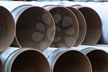 Pipe Pipeline stacked in Saskatchewan Canada industry