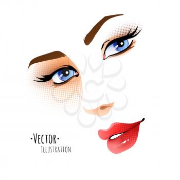 Female face. Vector illustration.