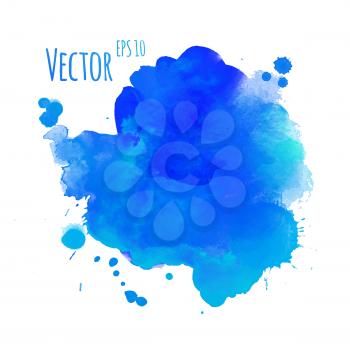 Watercolor colorful stain with smudges. Vector texture.