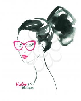 Female portrait. Modern hairstyle. Vector illustration