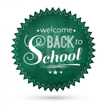 Green chalkboard Back to School typographical banner. Vector EPS 10.
