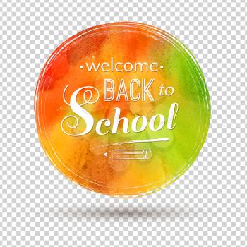 Watercolor Back to School typographical banner. Vector EPS 10.