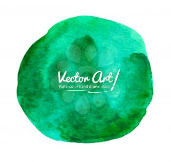 Watercolor vector green circle with smudges.