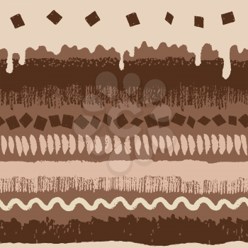 Sweet chocolate cake dessert, seamless pattern, vector grunge background.