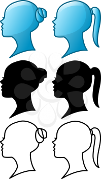 Royalty Free Clipart Image of a Woman Profiles