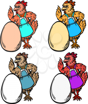 Vector graphic, artistic, stylized image of chicken and the egg