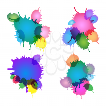 Set vector graphic, artistic, stylized image of ink droplets. The composition can be used to design T-shirt, clothes, dishes, advertising, business cards.