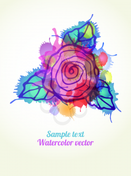 Vector graphic, artistic image of a flower on a background of ink droplets. The composition can be used to design T-shirt, clothes, dishes, advertising, business cards, greeting cards, invitations.
