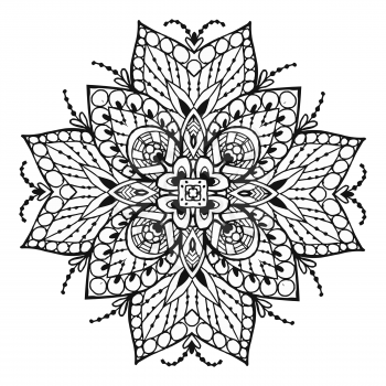 Vector Image Doodle, drawing for coloring the mandala. Square ornament. It can be used as a decorative design element for coloring books.