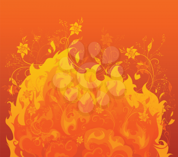 Flowers in fire for your design. 