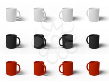 Royalty Free Clipart Image of a Set of Mugs