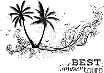 Grunge vector design element with ornate waves. There is copy place for text.