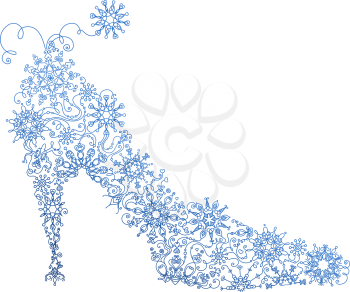 Duotone illustration with abstract snowflakes and patterns for your design isolated on white background.