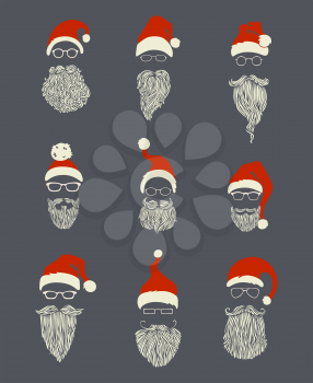 Various doodles Christmas Santa design elements.