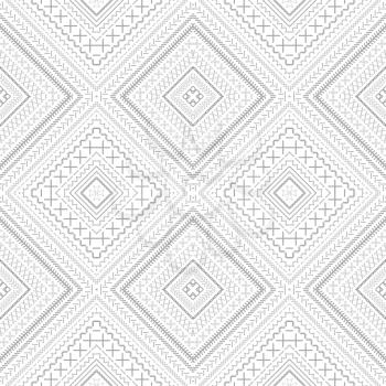 Vector high detailed white stitches. Ethnic boundless texture. Red, blue, grey and white. Can be used for web page backgrounds, wallpapers, wrapping papers and invitations.