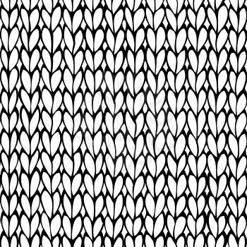 Seamless black and white knitted pattern. Boundless background can be used for web page backgrounds, wallpapers, wrapping papers and invitations.