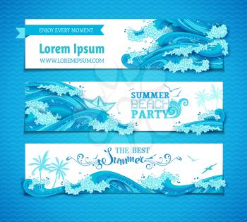 Bright decorative illustration. Summer beach party. The best summer. There is place for your text on white background. 
