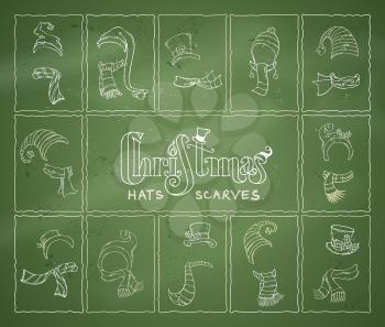 Hand-drawn contours of Christmas design elements.