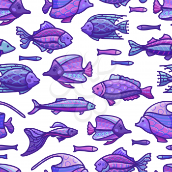 Various sea fishes on white background. Boundless background can be used for web page backgrounds, wallpapers, wrapping papers and invitations.