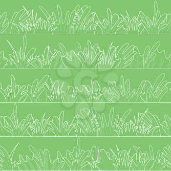 White grass and leaves on a green background. Boundless summer design elements.