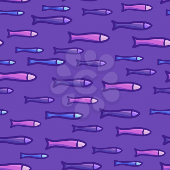 Violet, pink and blue fish on dark violet background. Boundless background can be used for web page backgrounds, wallpapers, wrapping papers and invitations.