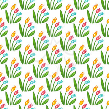 Pink, yellow and blue flowers on a white. Bright boundless background for your spring or summer design.