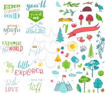 Brush lettering design and doodle illustrations for poster, mug, bag, card or t-shirt design.