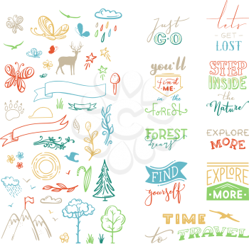 Brush lettering design and doodle illustrations for poster, mug, bag, sticker, patch, card or t-shirt design.
