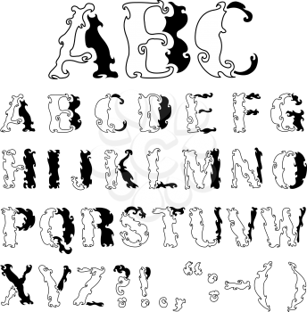 Vector hand-drawn decorative alphabet