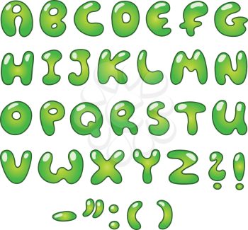 Green bubble-shaped alphabet