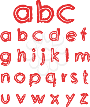 Vector hand drawn small red letters