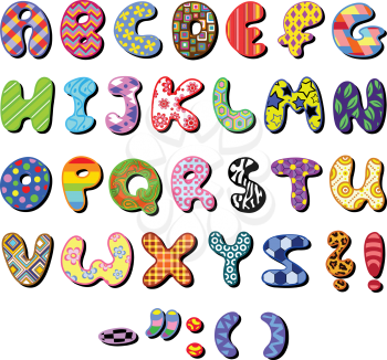 Colorful patterned alphabet set