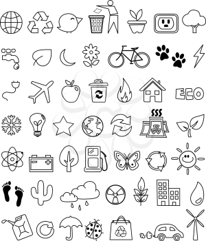Eco doodle icon set