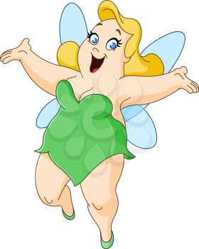 Happy chubby fairy raising her arms