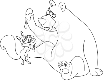 Outlined bear and squirrel