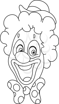 Outlined clown face. Vector illustration coloring page