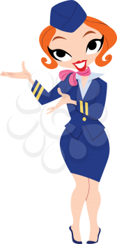 Vector illustration of a lovely stewardess