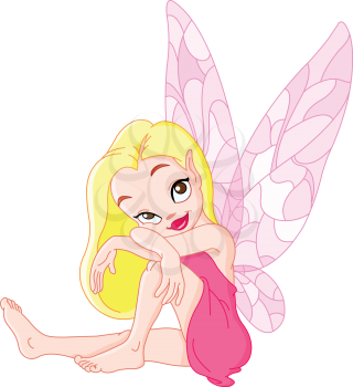 Cute and young fairy sitting