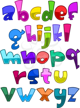 Bright cartoon lower case alphabet set
