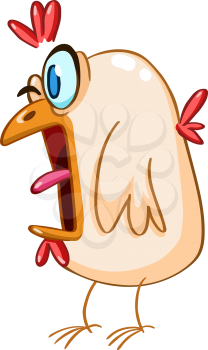 Funny cartoon crazy panicked chicken