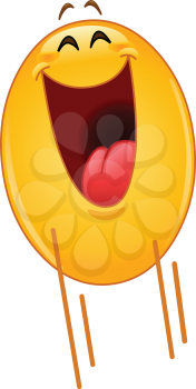 Happy emoji emoticon jumping in the air