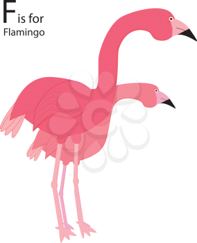 Royalty Free Clipart Image of Flamingoes as the Letter F