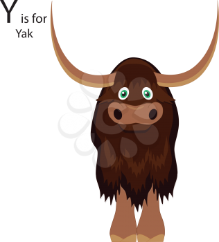 Royalty Free Clipart Image of a Yak making the letter 'Y'