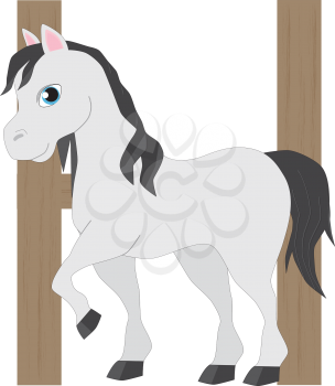 Royalty Free Clipart Image of a horse making the letter 'H'