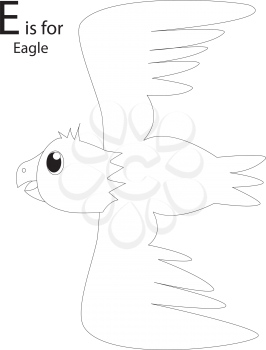 Royalty Free Clipart Image of an eagle making the letter 'E'