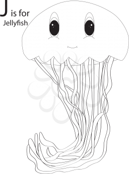 Royalty Free Clipart Image of a Jellyfish making the letter 'J'