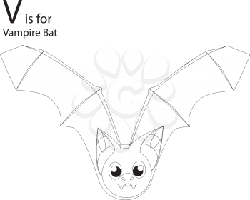 Royalty Free Clipart Image of a vampire bat forming the letter 'V'