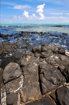 foam footstep indian ocean some stone in the island of deus cocos in mauritius
