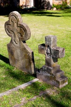 blur  in  south africa  cape town antique  grave cemetery cross stone and grass