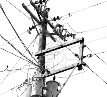 blur  in  philippines   a electric pole with transformer and wire  the cloudy sky